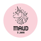 Traktatie sticker met naam | Eenhoorn