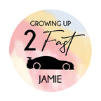 Traktatie sticker met naam | 2 Fast