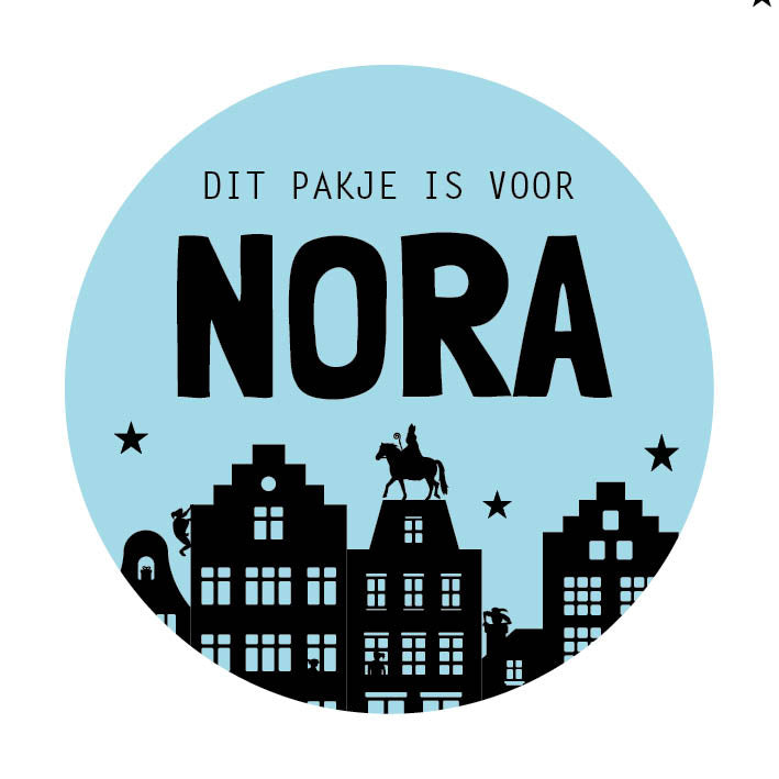 Sinterklaas sticker met naam | Huisjes