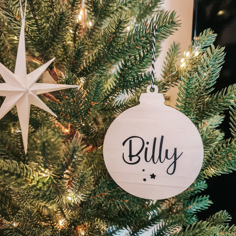 Kerstbal hout | Met naam