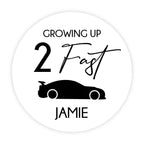 Traktatie sticker met naam | 2 Fast