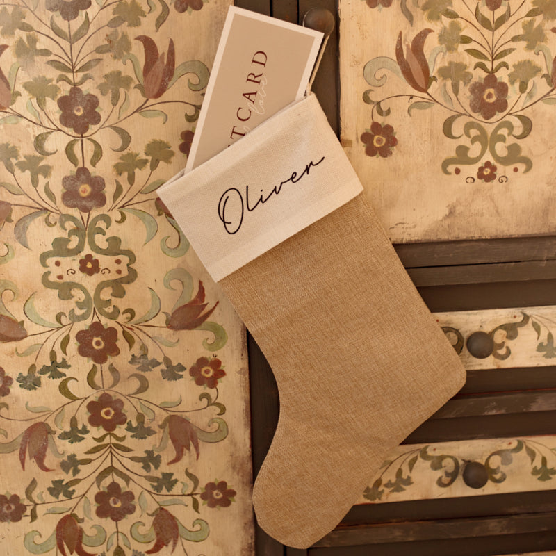 Kerstsok jute | Met naam