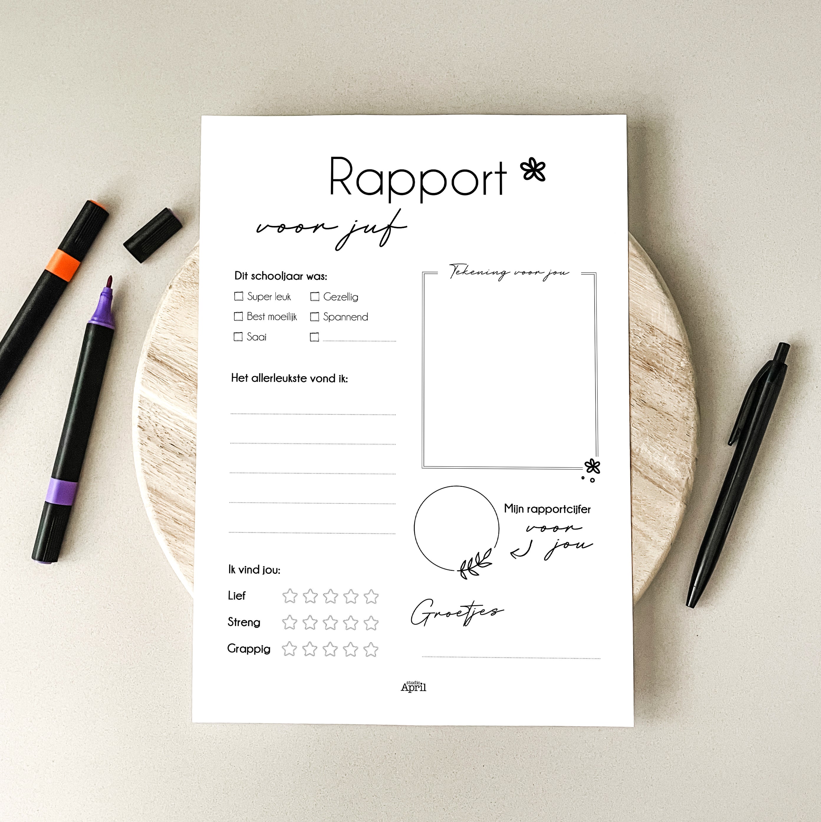 Printable | Rapport voor de Juf