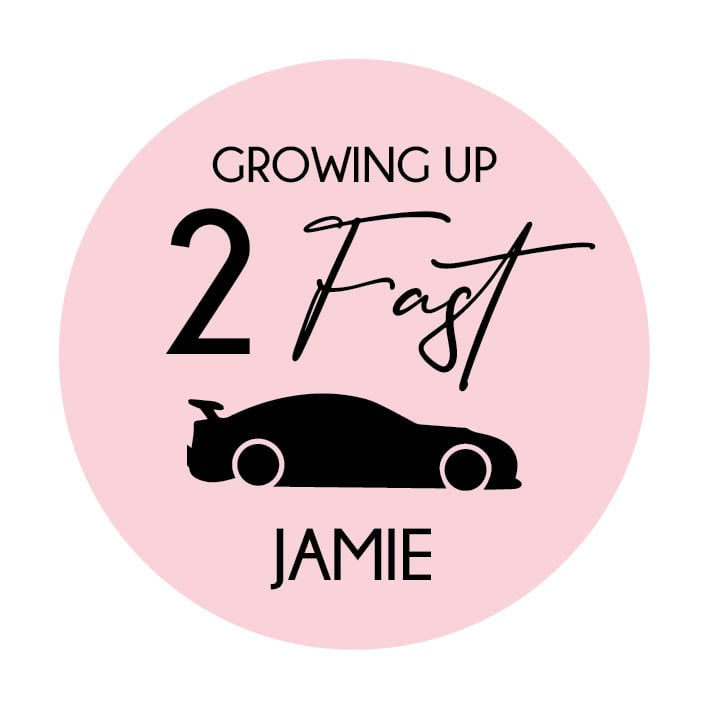 Traktatie sticker met naam | 2 Fast