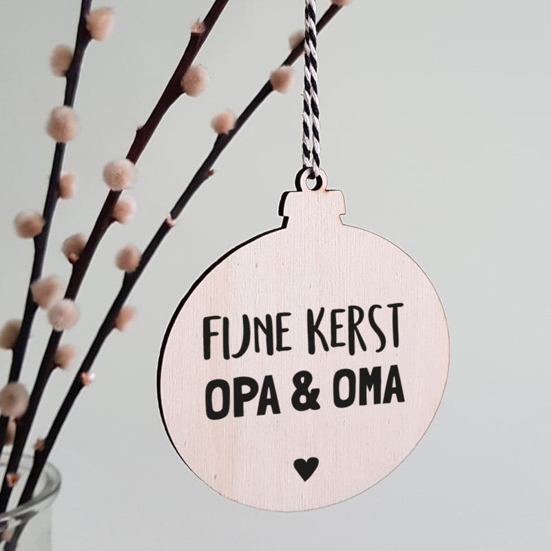 Kerstbal hout | Opa en Oma