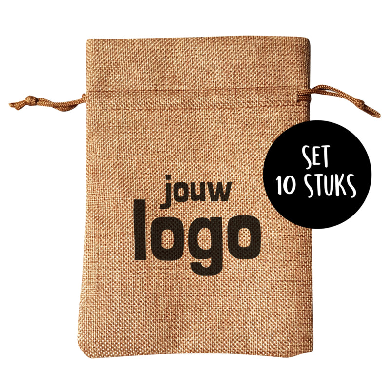 Jute pepernotenzakje met logo | 10 stuks